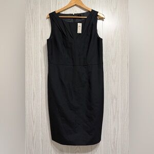 Ann Taylor Pleated Sheath Dress Black Size 14 NWT